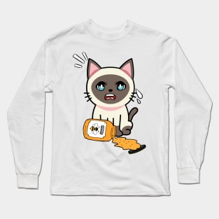 Cute siamese cat spilled a jar of honey Long Sleeve T-Shirt